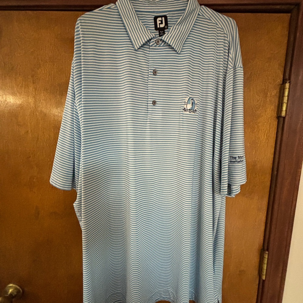 FootJoy Men's Light Blue Striped Polo